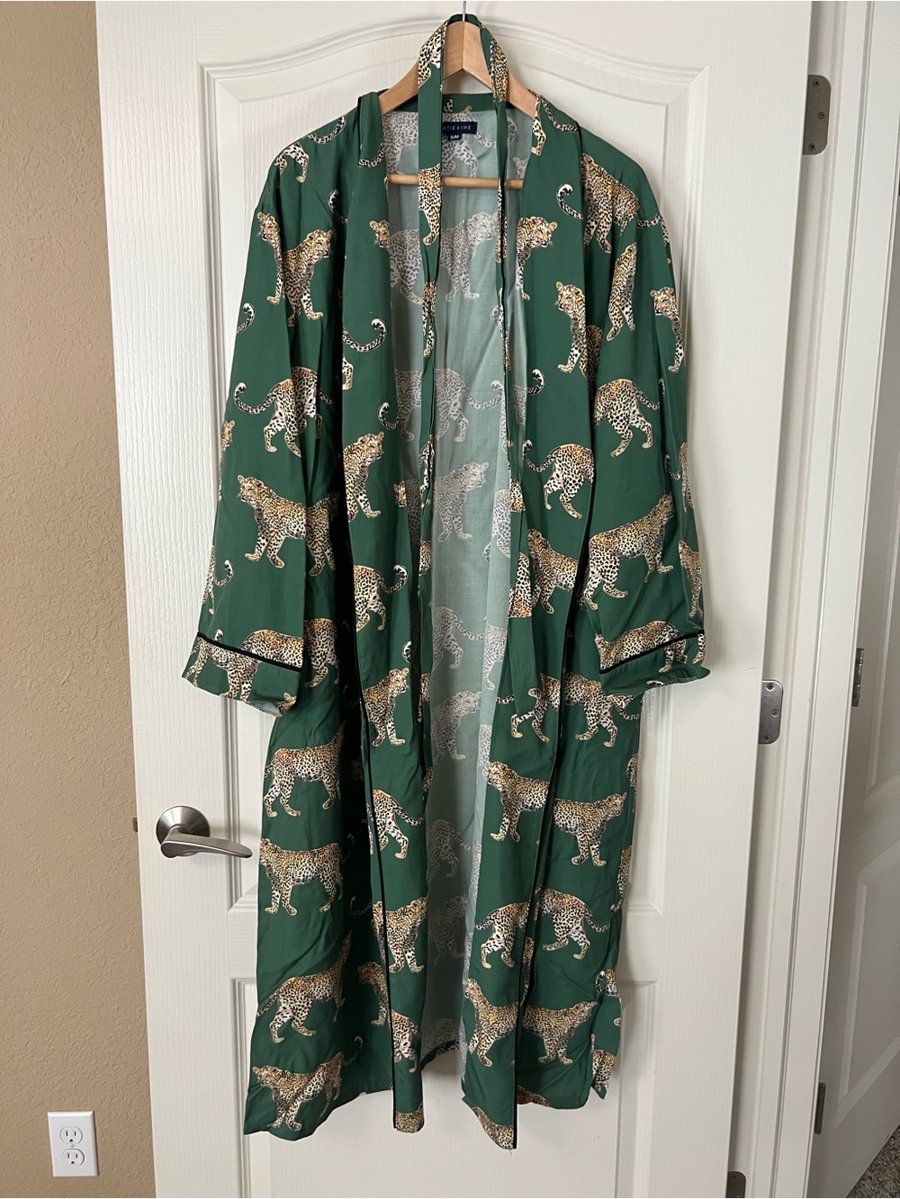 Katie Kime Emerald Green Leopard Print Robe
